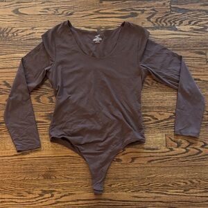 Nuuds Long Sleeve Scoop Neck Bodysuit, Size Large